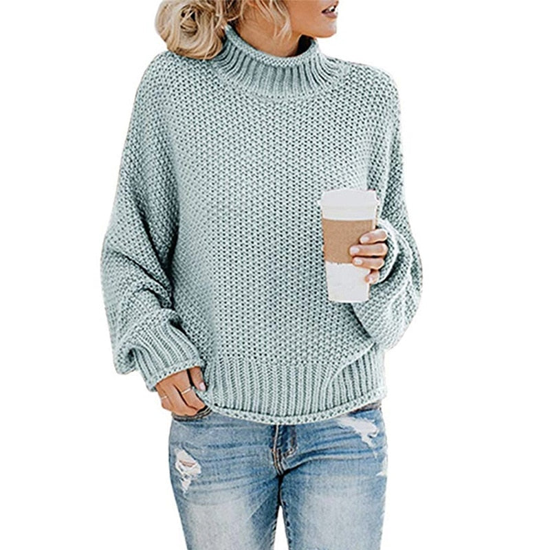 Turtleneck Women Sweater Jumpers Loose Autumn Long Sleeve Knitted Woman Pullovers Sweaters Casual 2020 Plus Size Winter Sweater