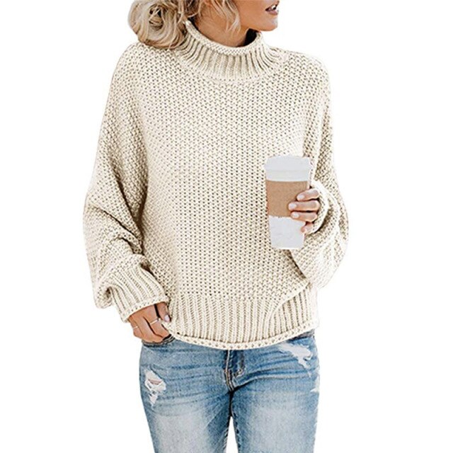 Turtleneck Women Sweater Jumpers Loose Autumn Long Sleeve Knitted Woman Pullovers Sweaters Casual 2020 Plus Size Winter Sweater