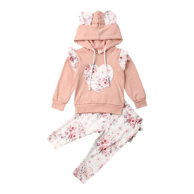 2Pcs Hoodie Top and Ruffle Pants  0-24M