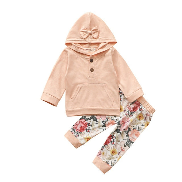 2Pcs Hoodie Top and Ruffle Pants  0-24M