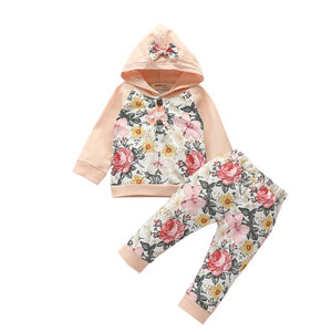 2Pcs Hoodie Top and Ruffle Pants  0-24M
