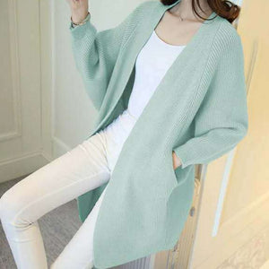 Spring Autumn Solid Long Cardigans for Woman  Casual Loose Ladies Knitted Sweater Female Batwing Sleeve Long Cardigans